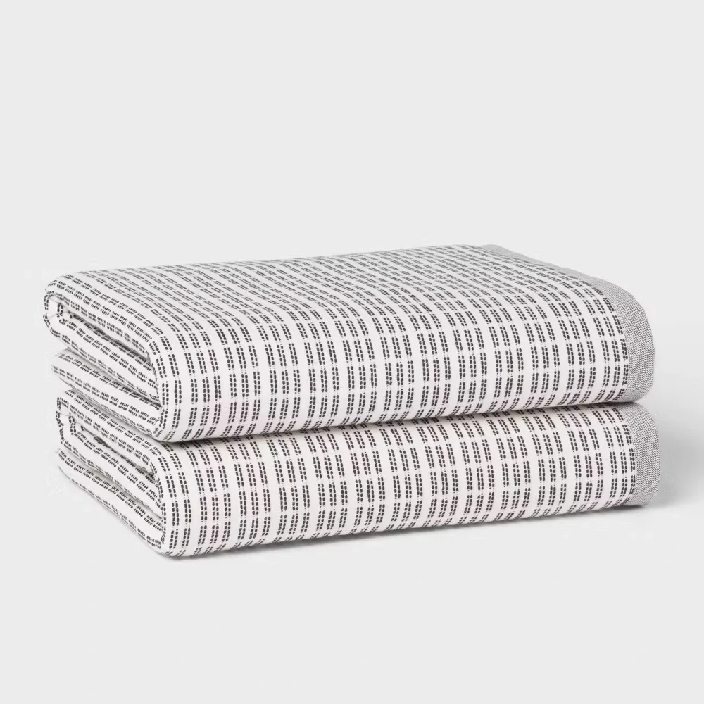 New Threshold Luxury Bath Towel Set Modern Pinstripe 2 30x50 Bath Hook Loops
